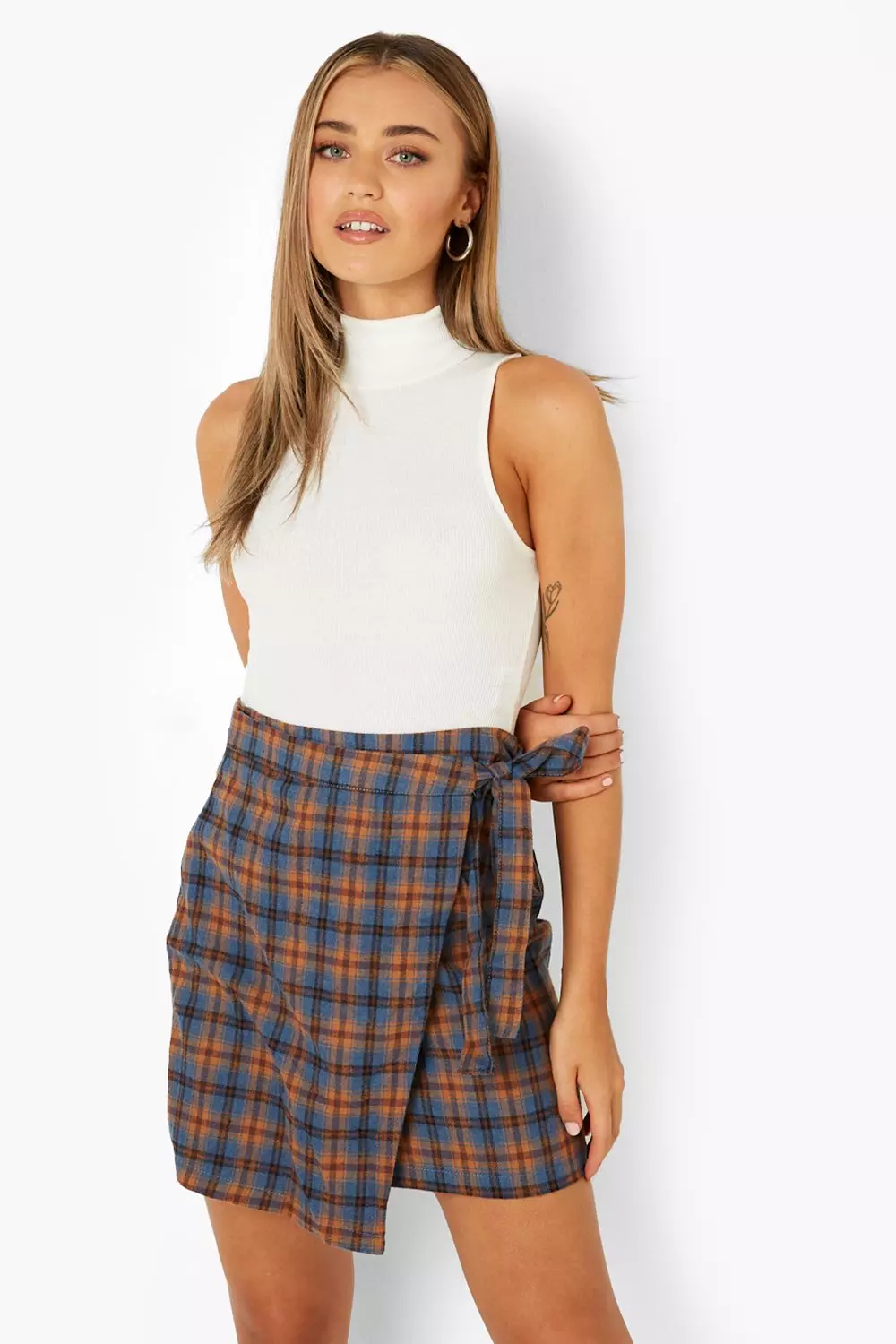 Check wrap 2025 mini skirt