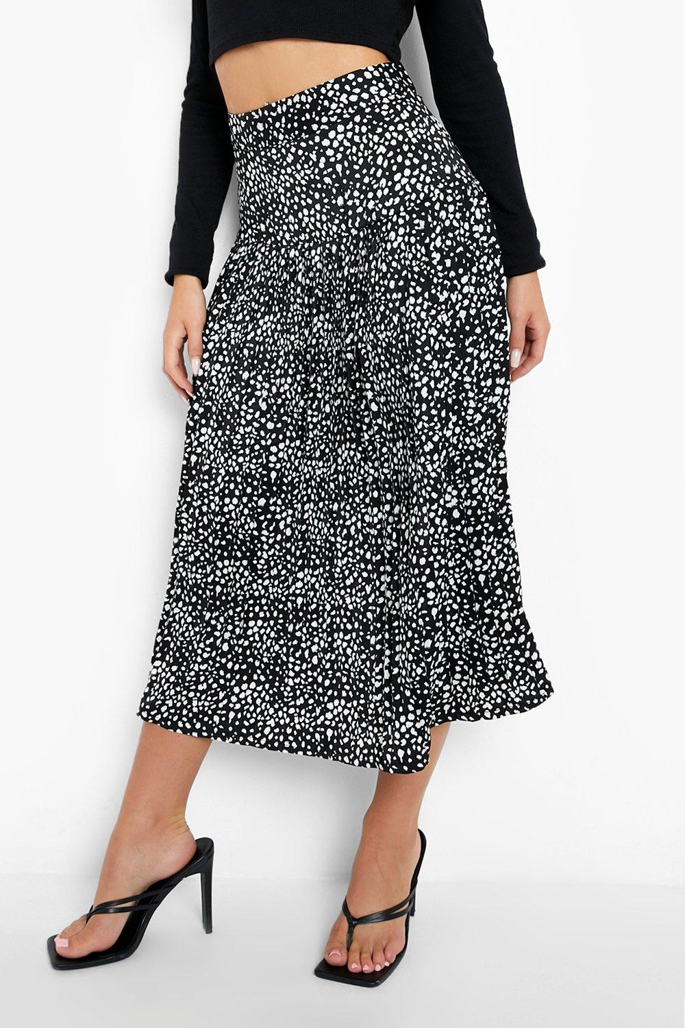 Boohoo petite floaty midi skirt clearance with side split in leopard