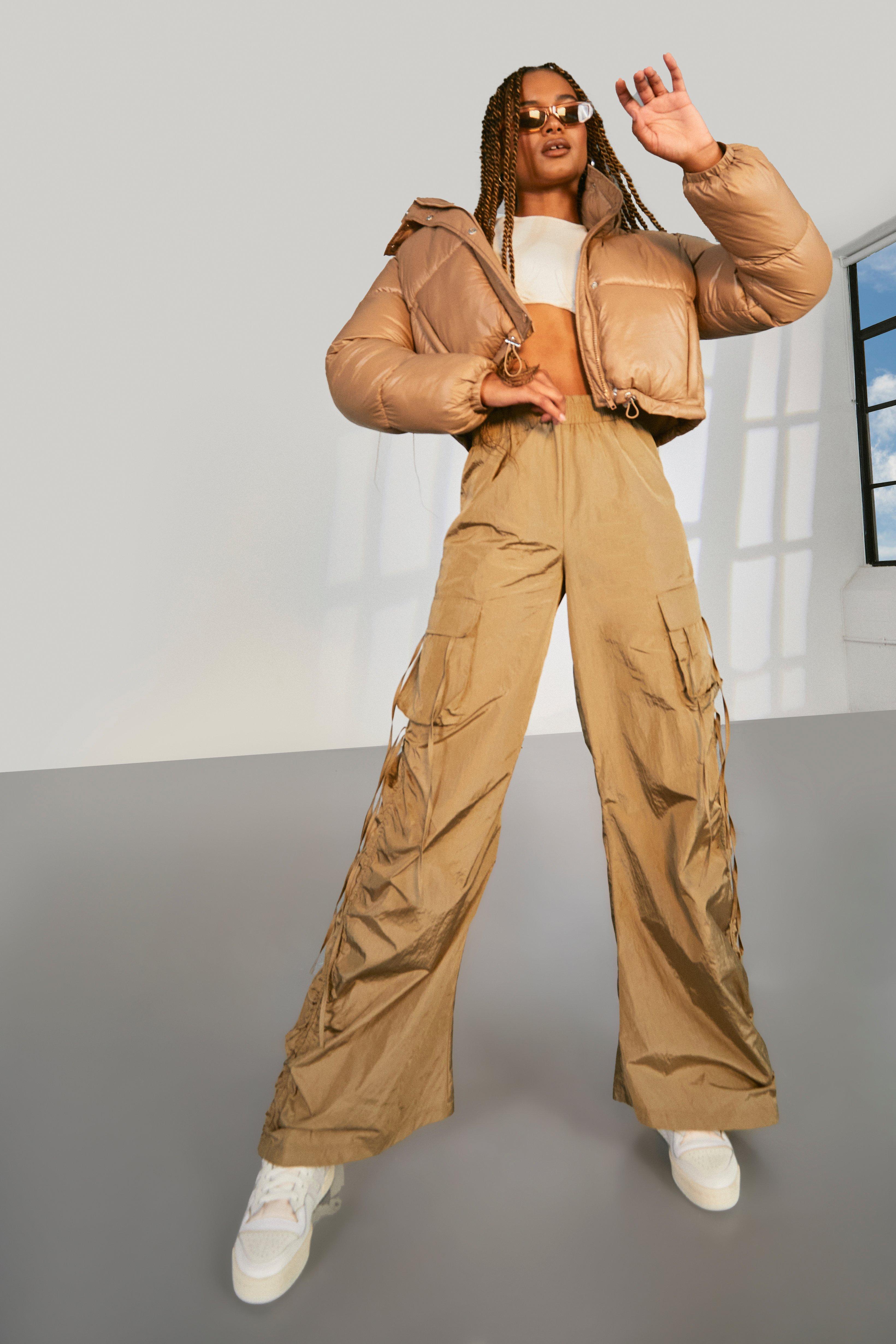 Shell Wide Leg Cargo Pants