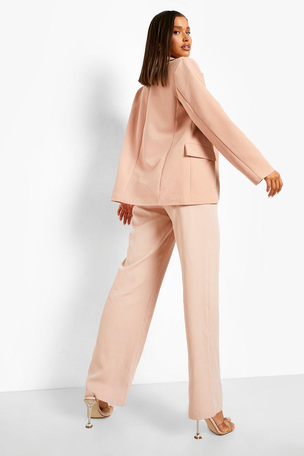 Self Belt Pleat Detail Straight Leg Pants | boohoo