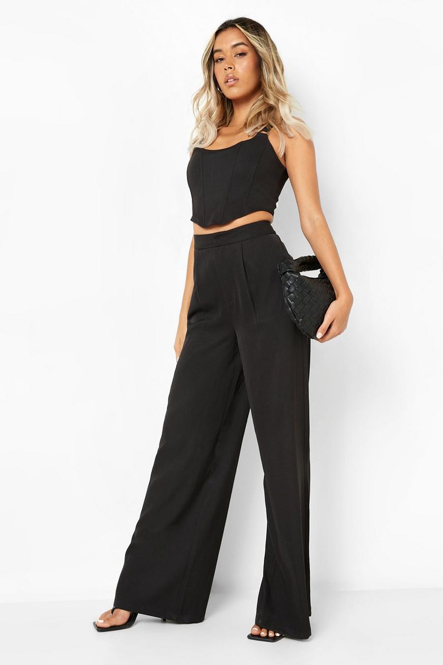 Black Drop Thick Waist Slouchy Woven Pants image number 1