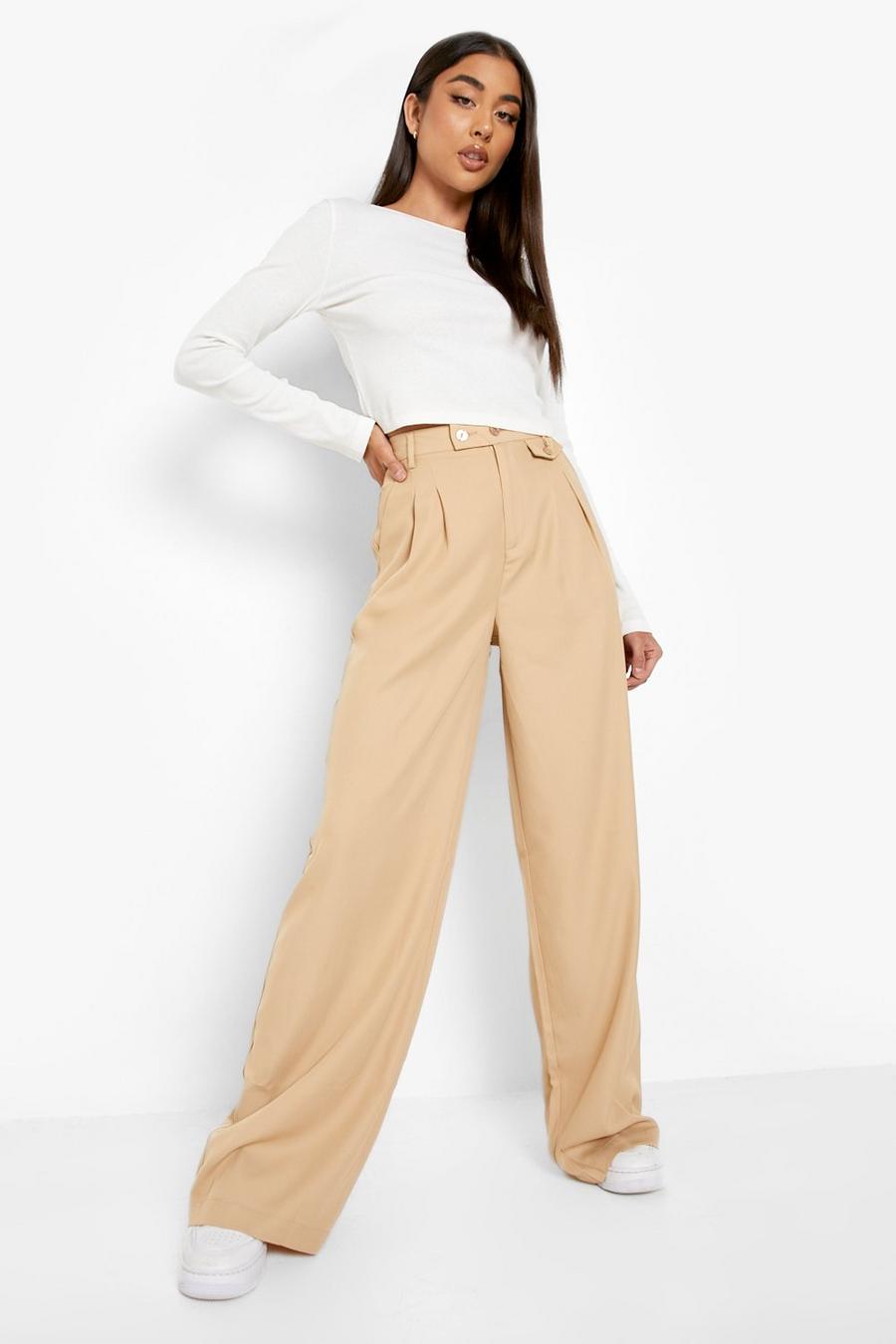 Stone Woven Pocket Detail Wide Leg Trouser image number 1