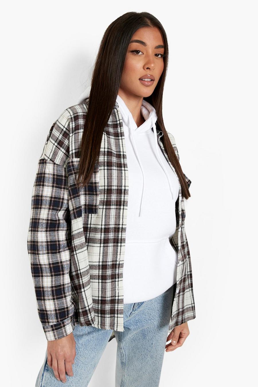 Navy Oversized Contrast Check Shirt image number 1