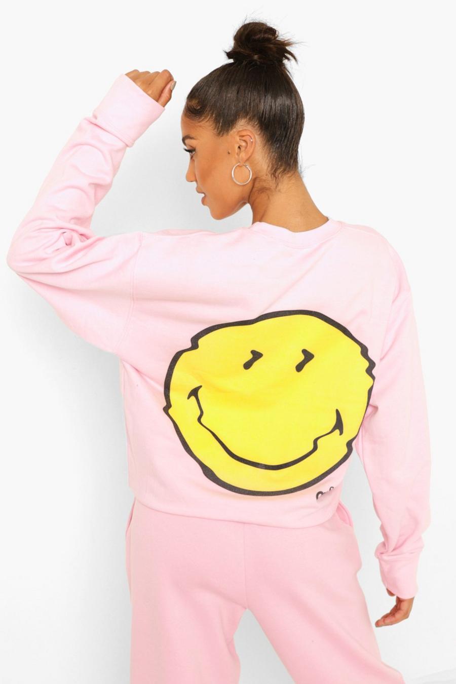 Pink Smiley License Print Sweatshirt image number 1