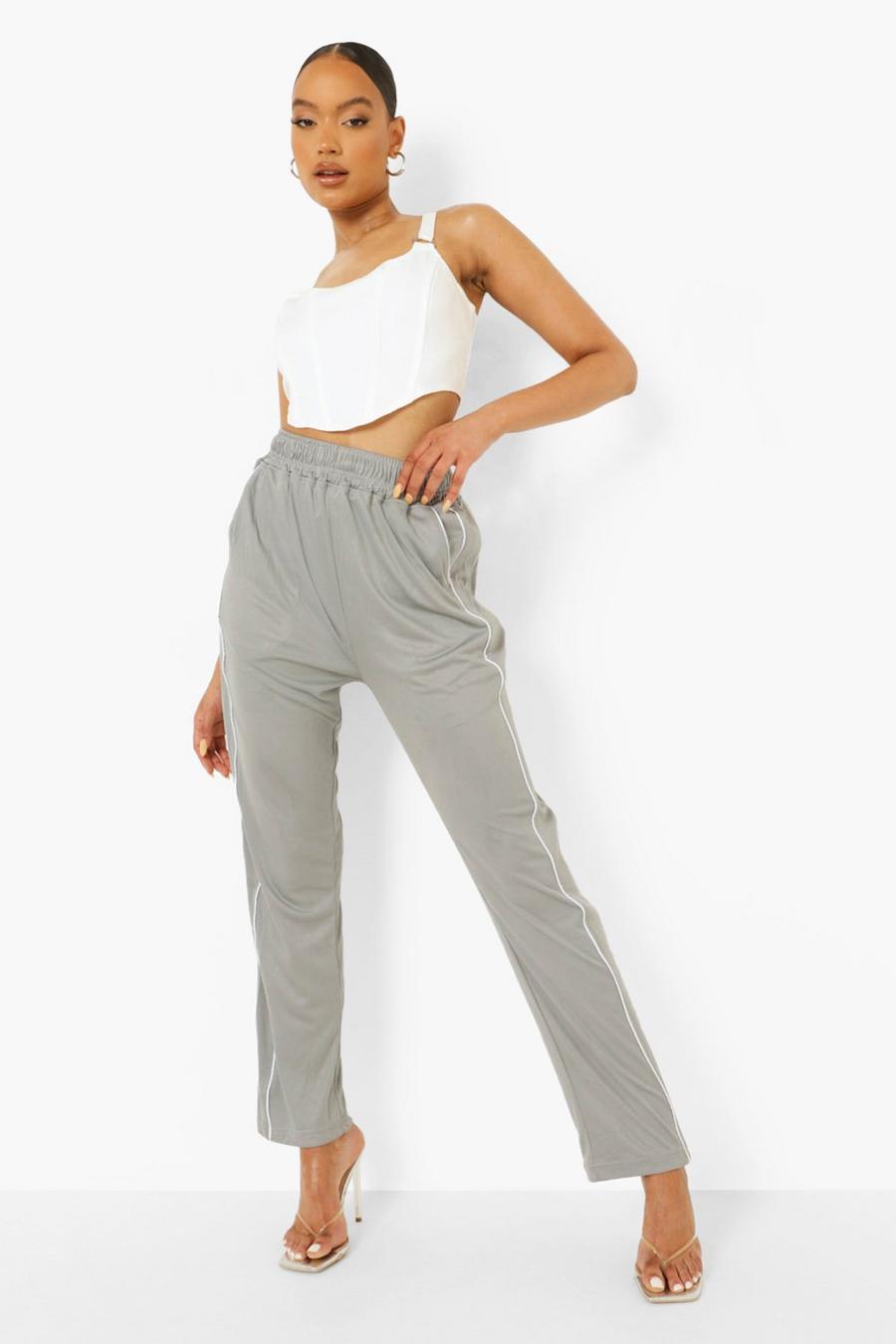 Grey Tricot Pocket Cuffed Hem Trousers image number 1