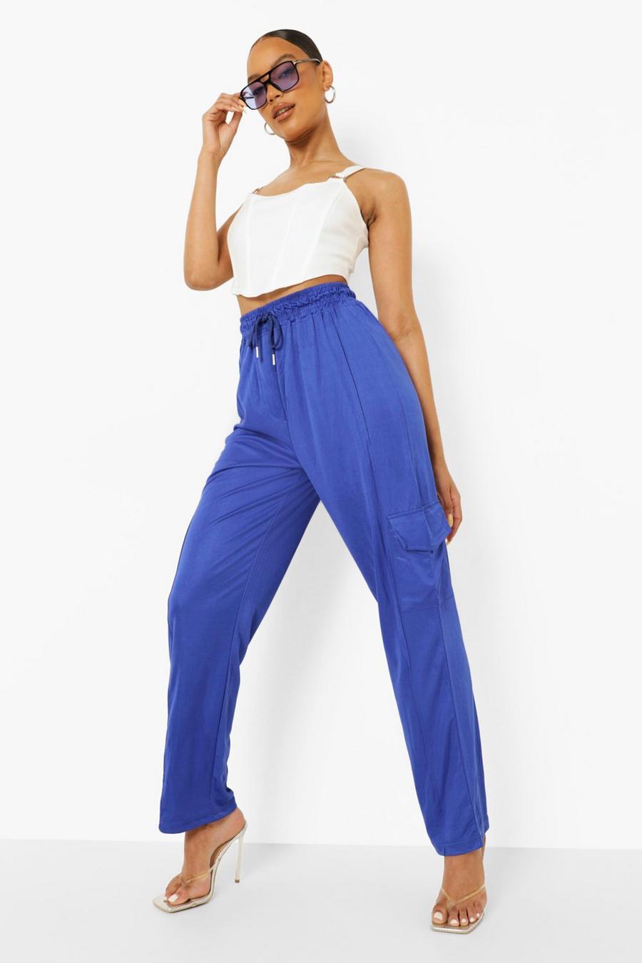 Blue Tricot Pocket Straight Leg Joggers image number 1