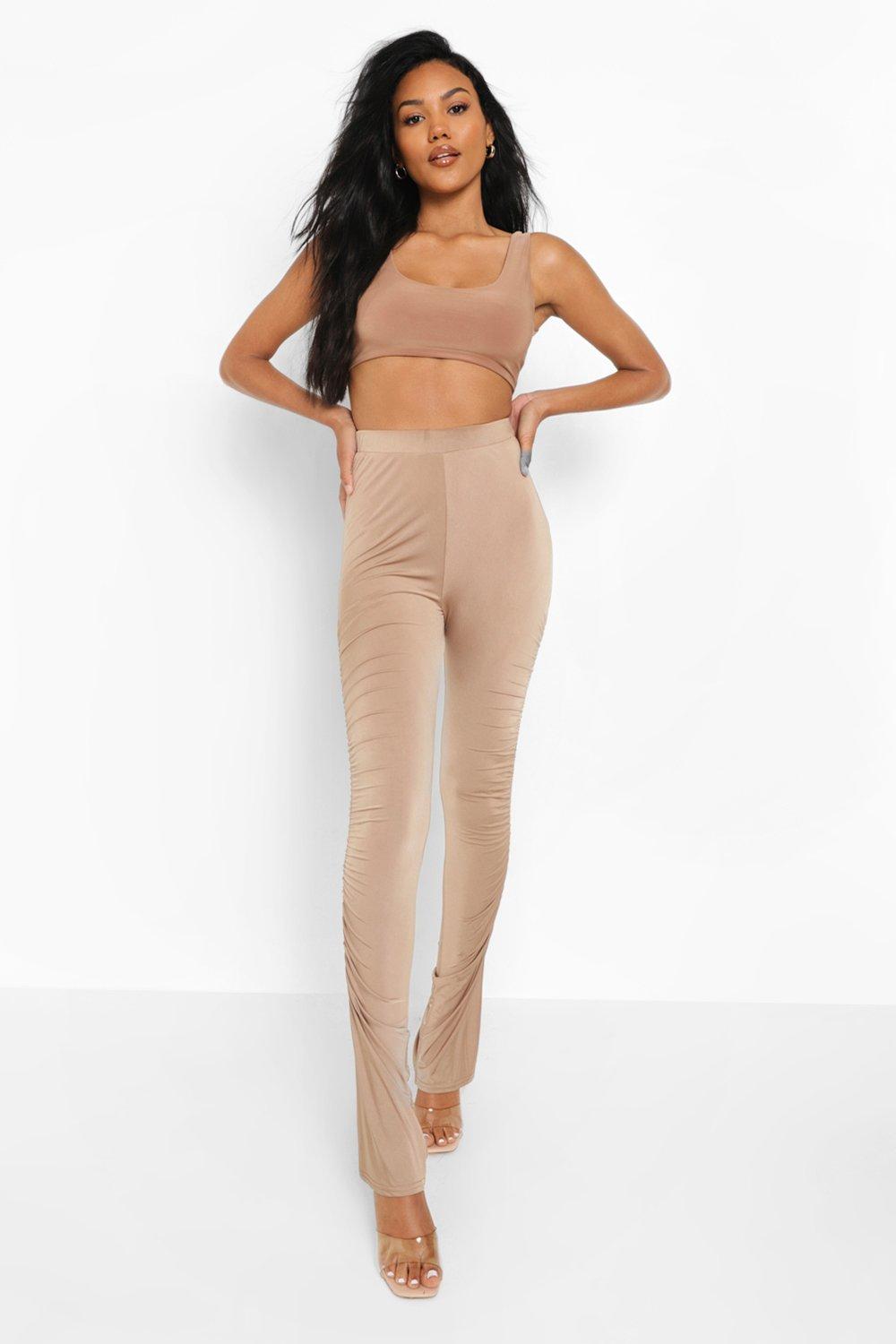 Ruched Leg And Bum Split Hem Leggings