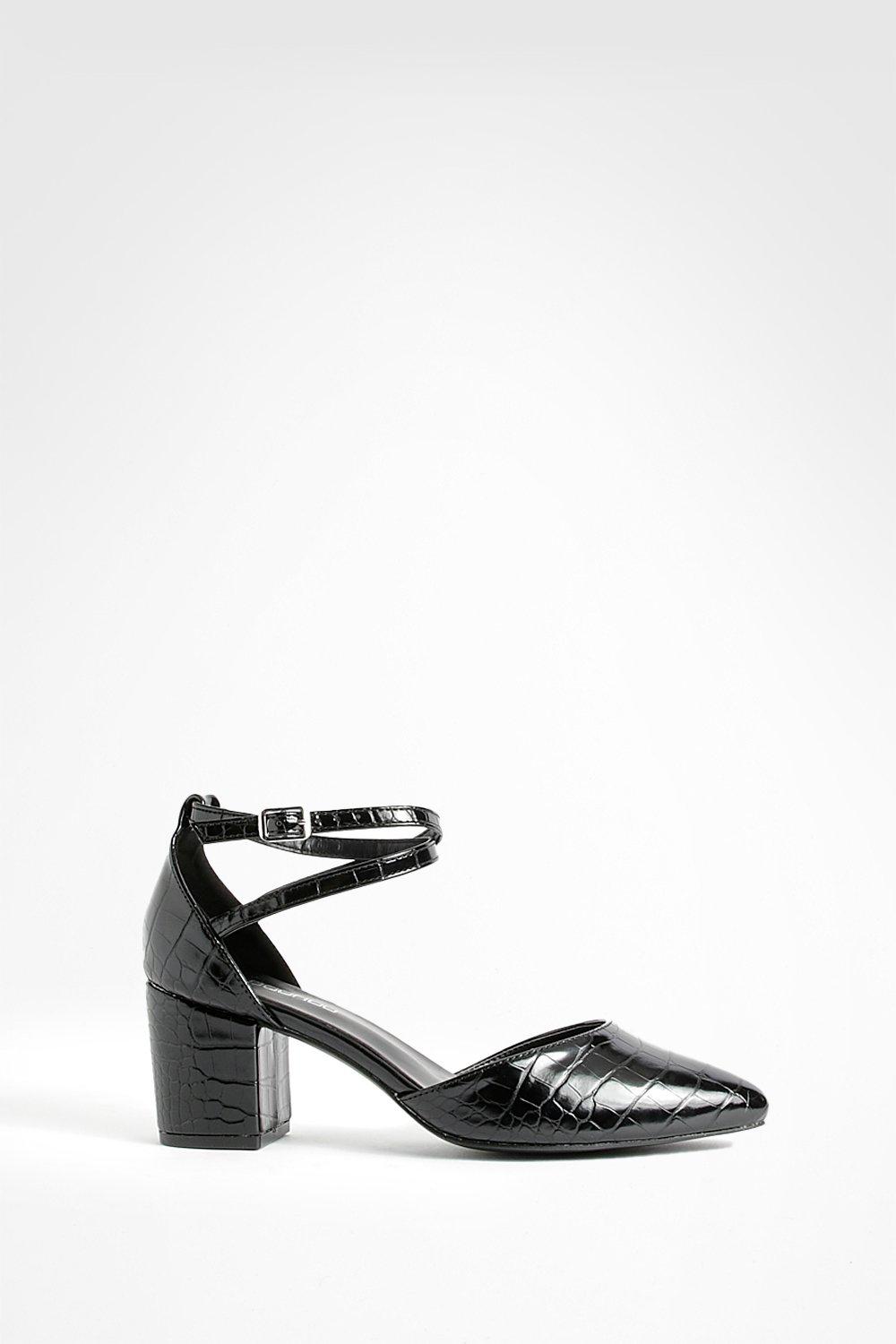 Wide Width Low Block Pointed Heels boohoo