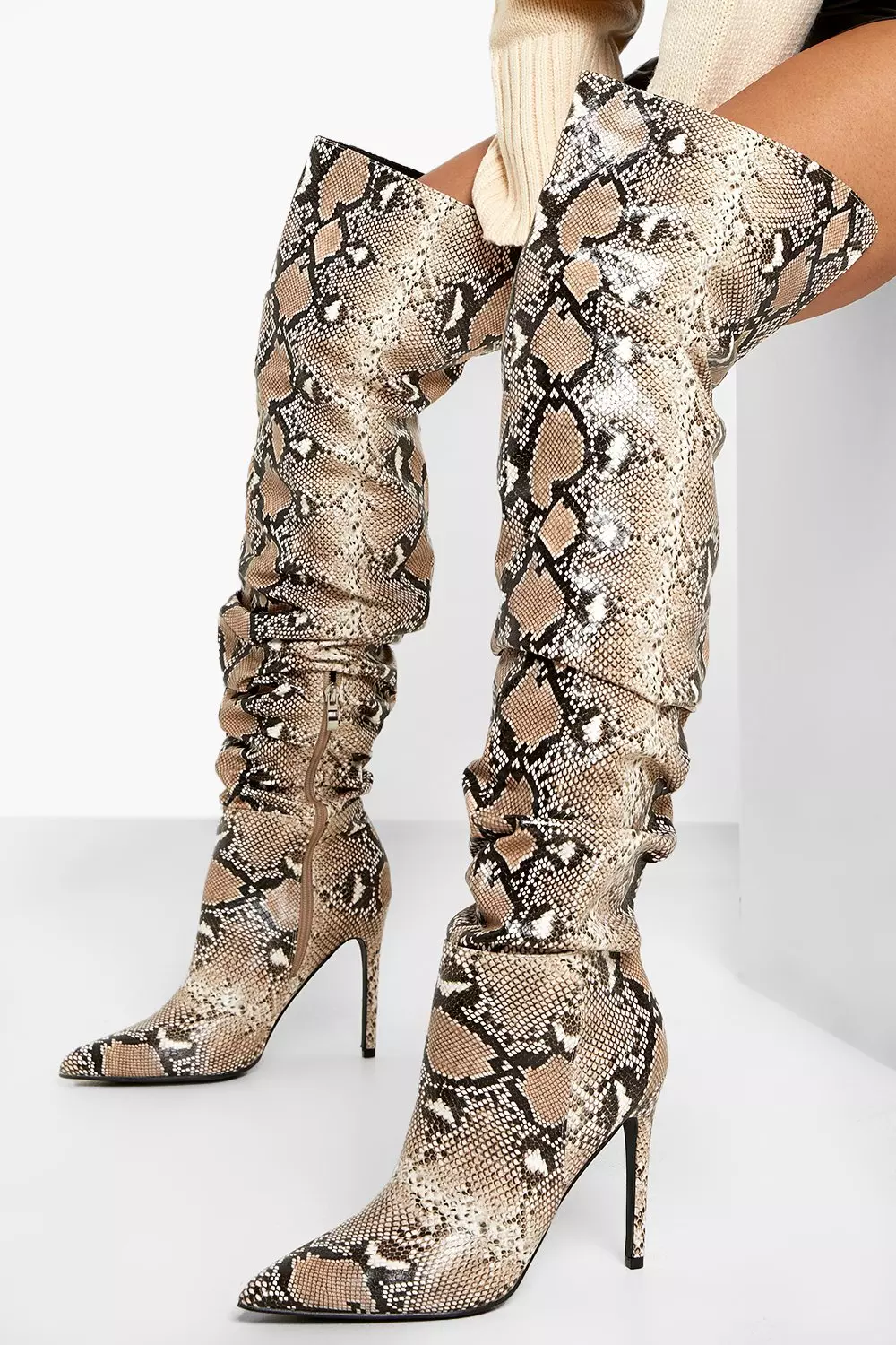 Thigh high store printed boots