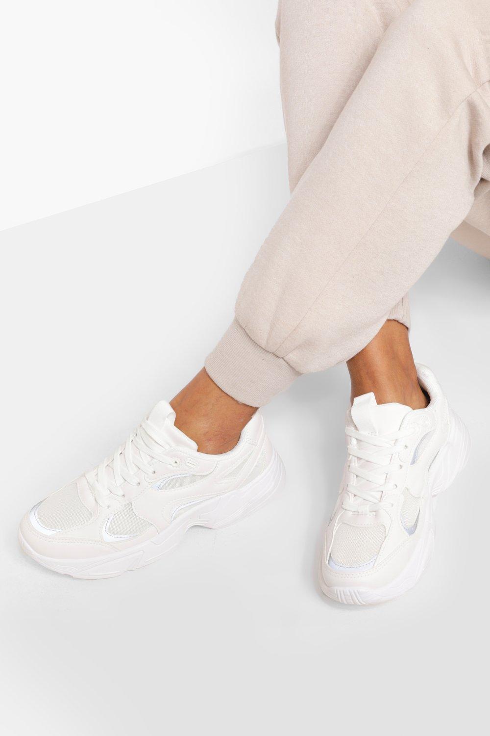 boohoo chunky white trainers