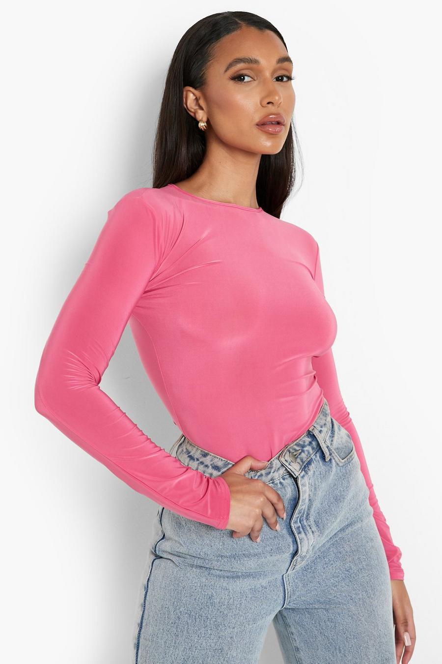 Hot pink Slinky Long Sleeve Bodysuit image number 1