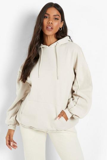 Exposed Seam Detail Hoodie stone