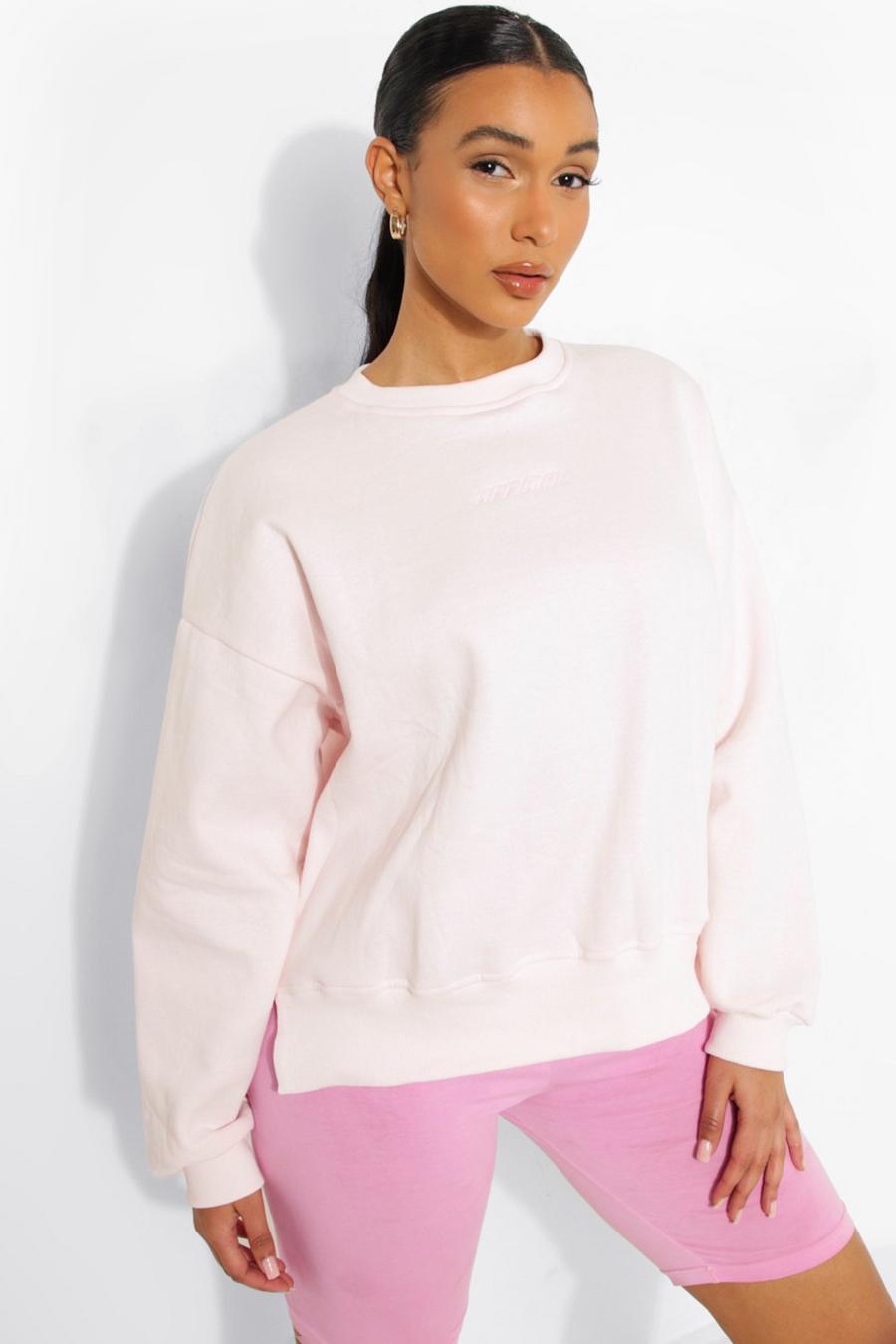 Besticktes Official Sweatshirt mit geteiltem Saum, Light pink image number 1