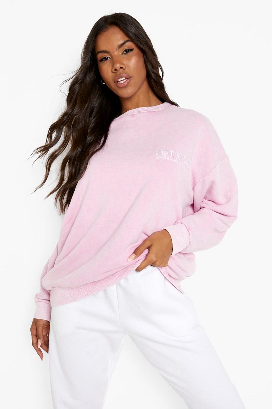 Pink Oversized Acid Wash Sweater image number 1
