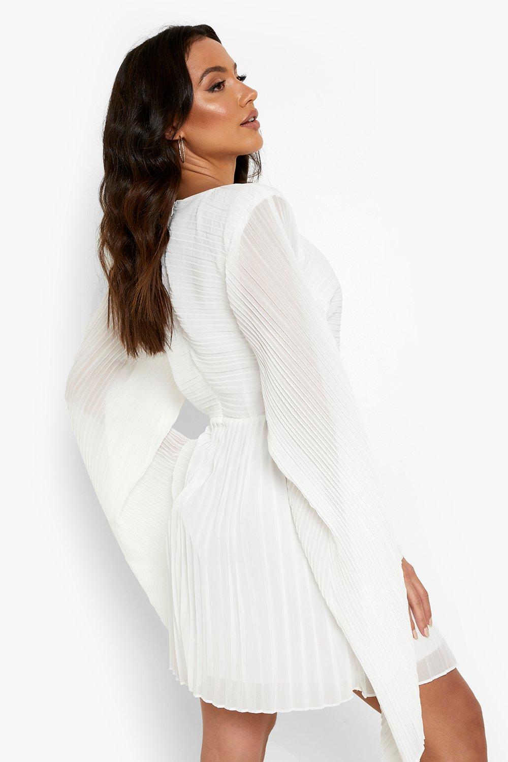 Paulina pleated shop dress white