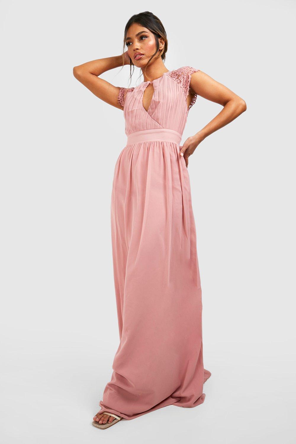 Women's Lace Detail Wrap Pleated Maxi Dress | Boohoo UK