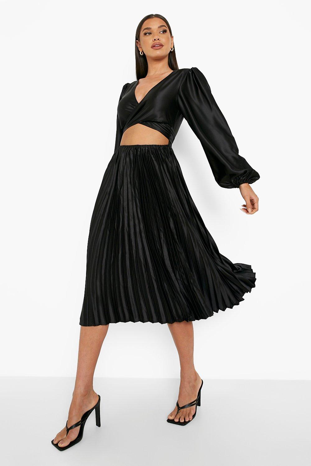 Satin pleated 2024 midi skirt uk