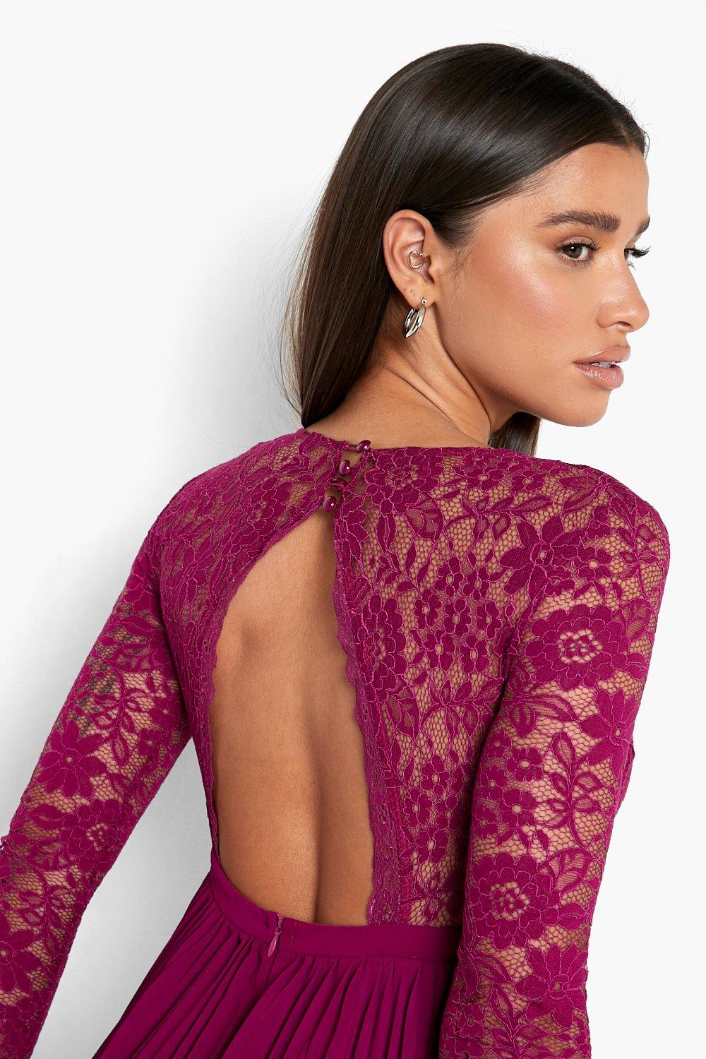 Boohoo burgundy hotsell lace dress