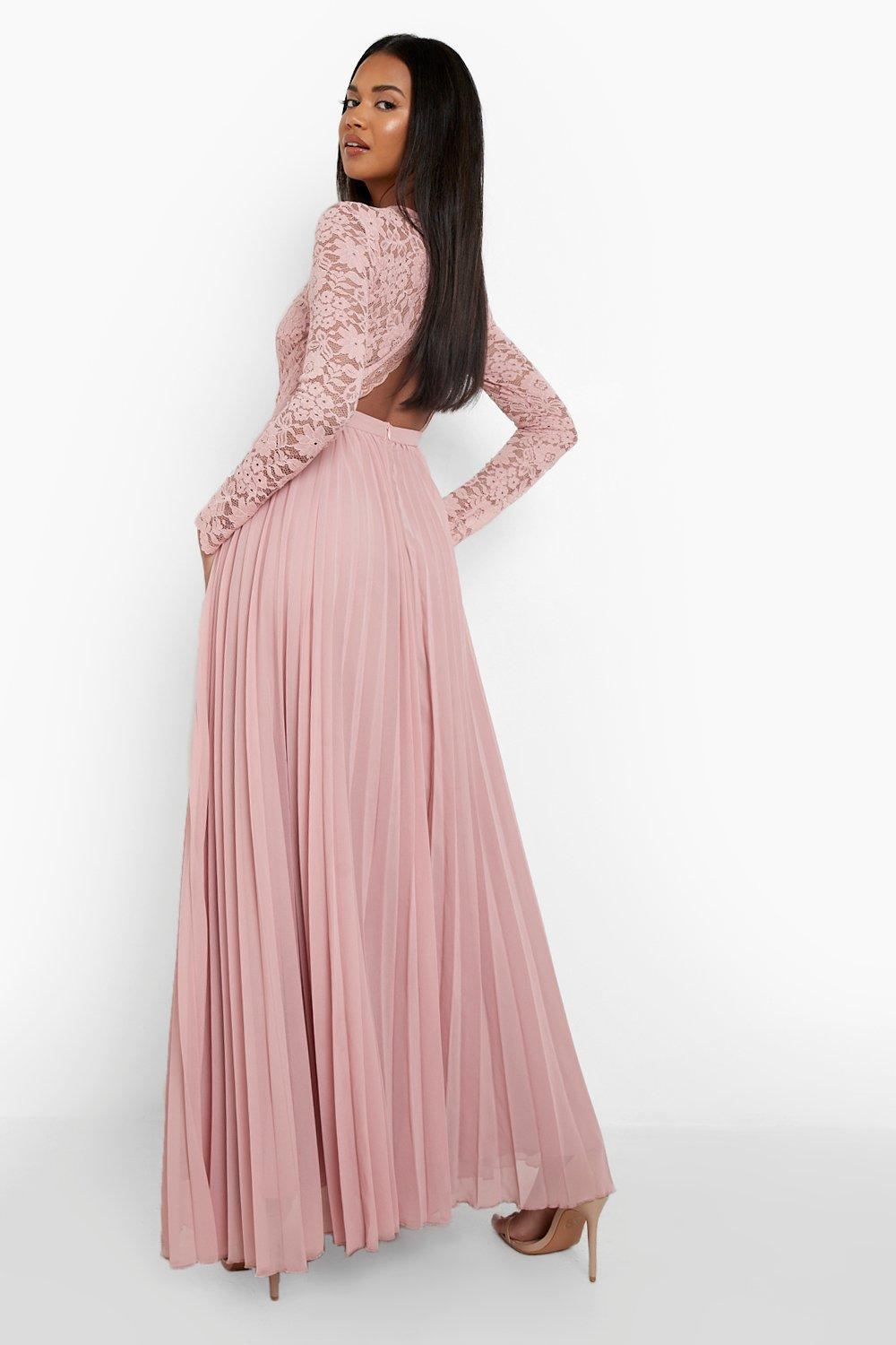 lace pleated maxi dress