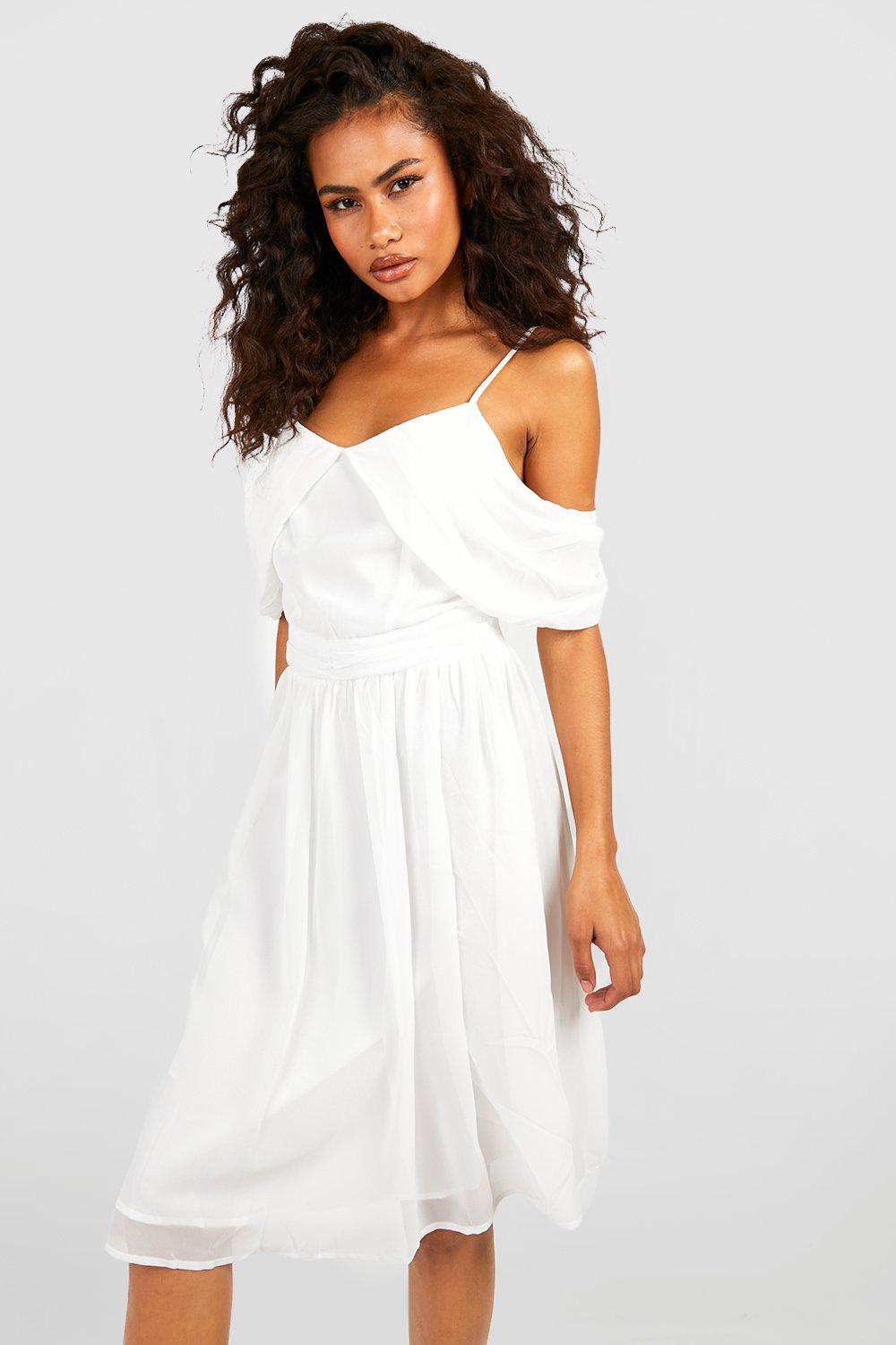 Cold shoulder ivory dress sale