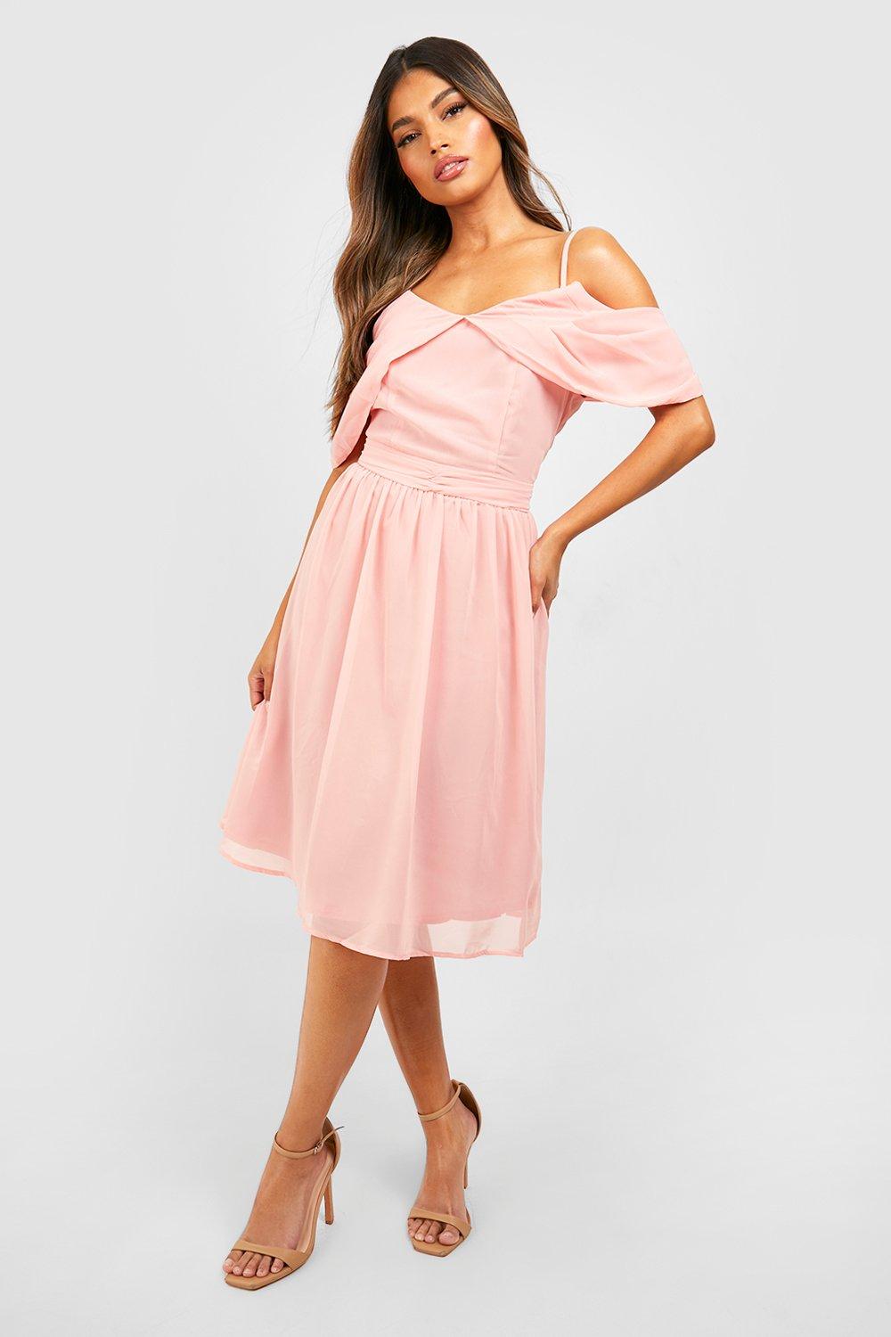 Draped cold shoulder clearance dress