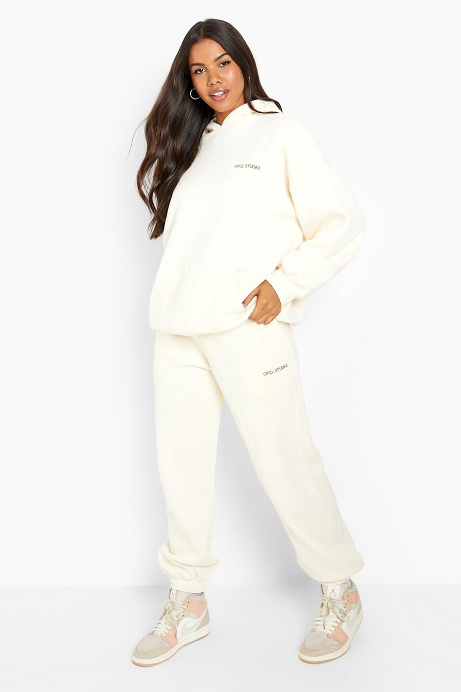 Ecru Slouchy Embroidered Tracksuit image number 1