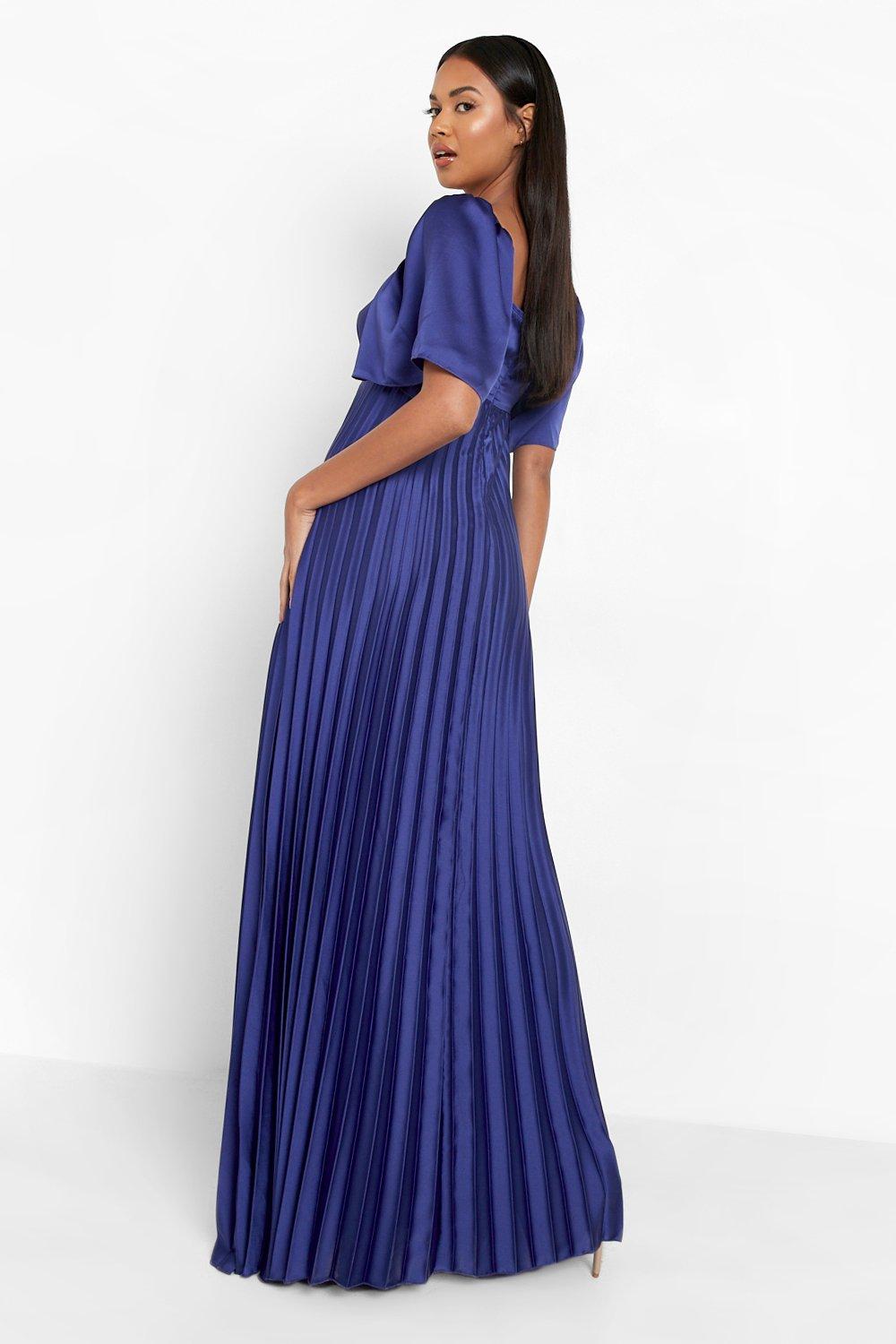 Pleated Angel Sleeve Maxi Dress | boohoo