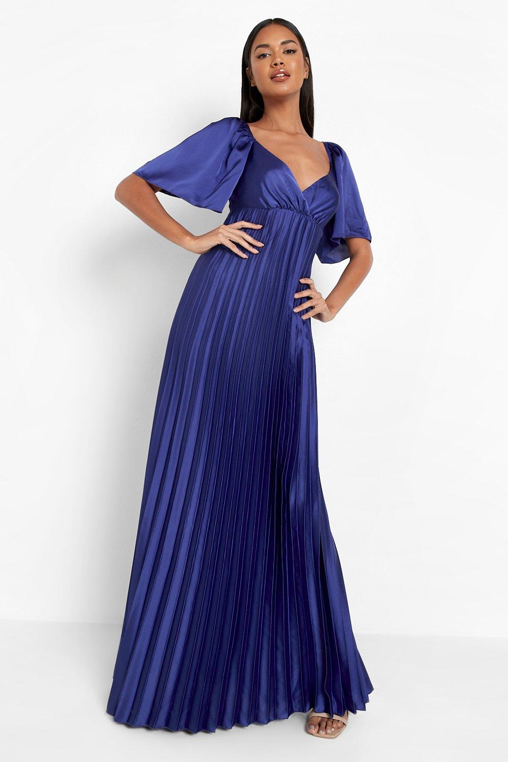 Navy pleated maxi outlet dress