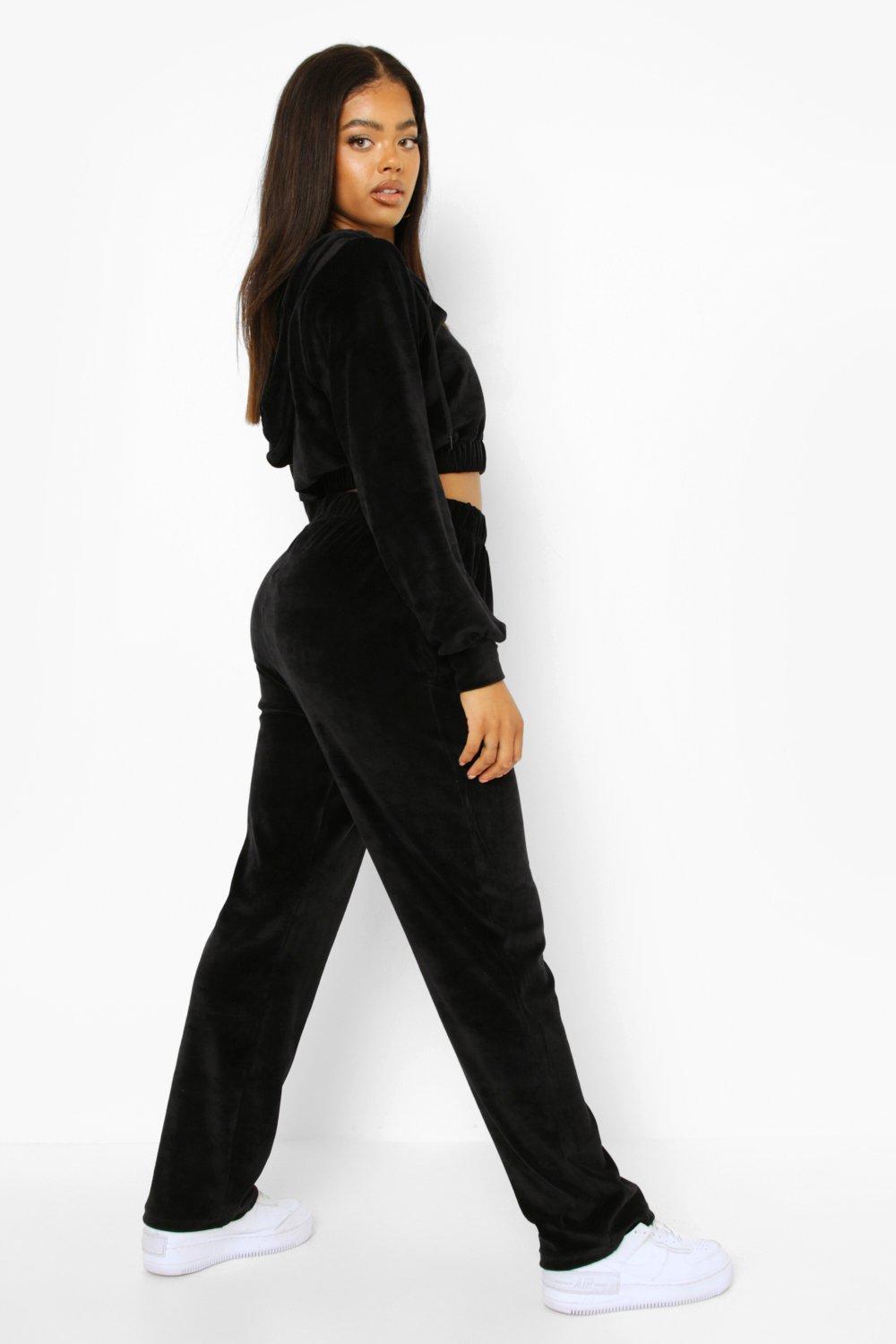 Ladies black store velour tracksuit