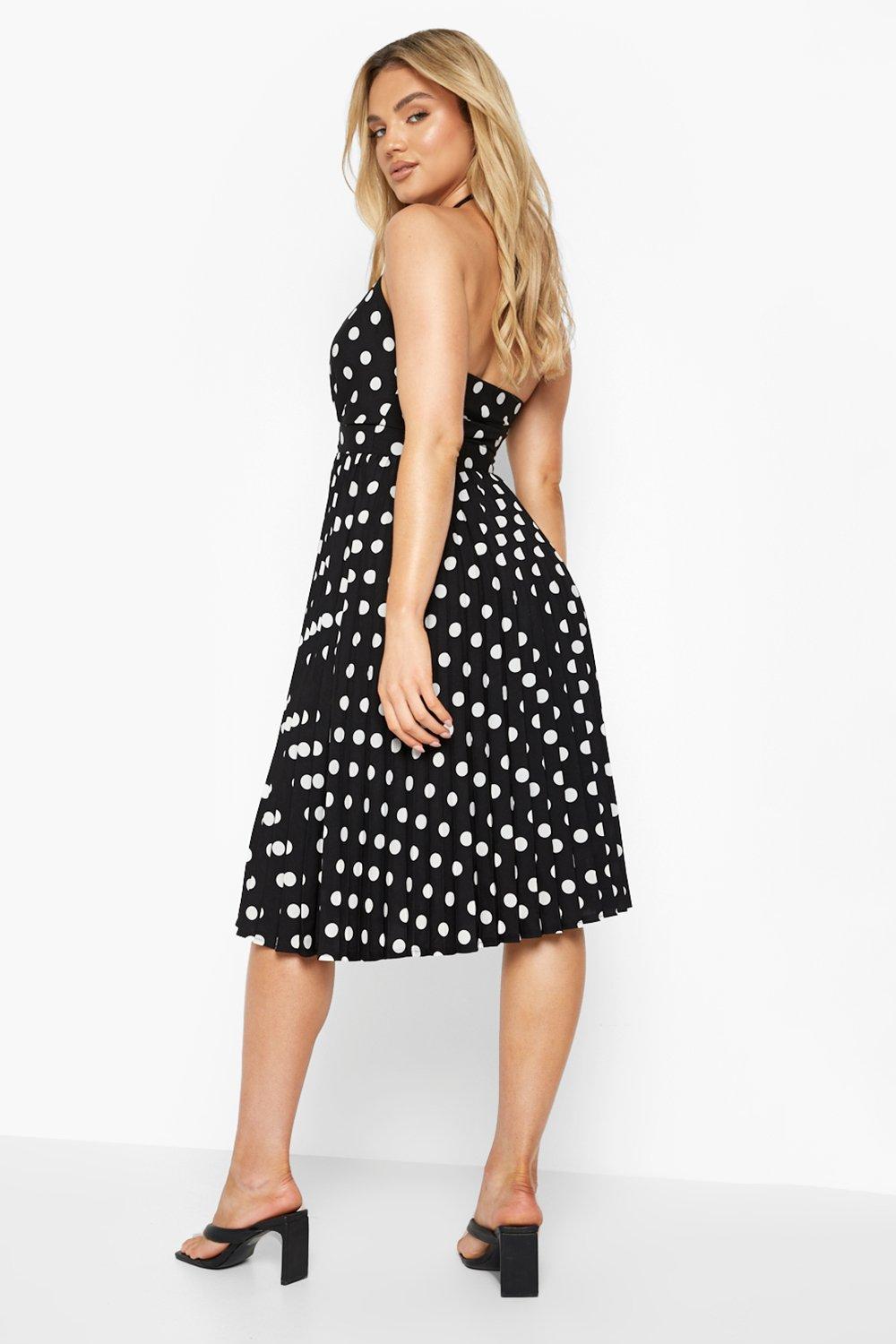 Polka dot hot sale pleated dress