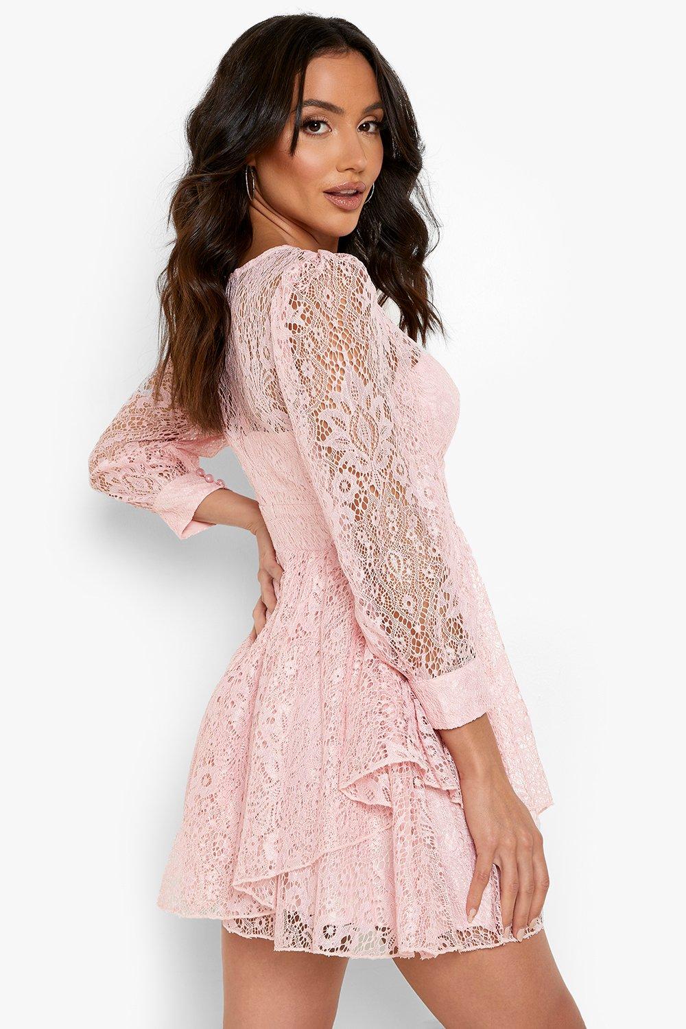 Lace Corset Detail Mini Skater Dress boohoo NZ