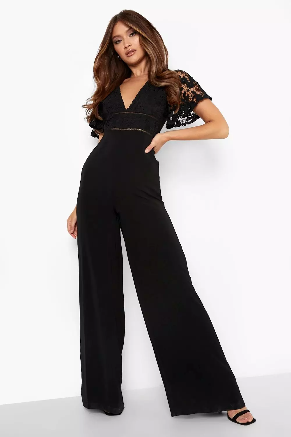 Plunge cheap lace jumpsuit