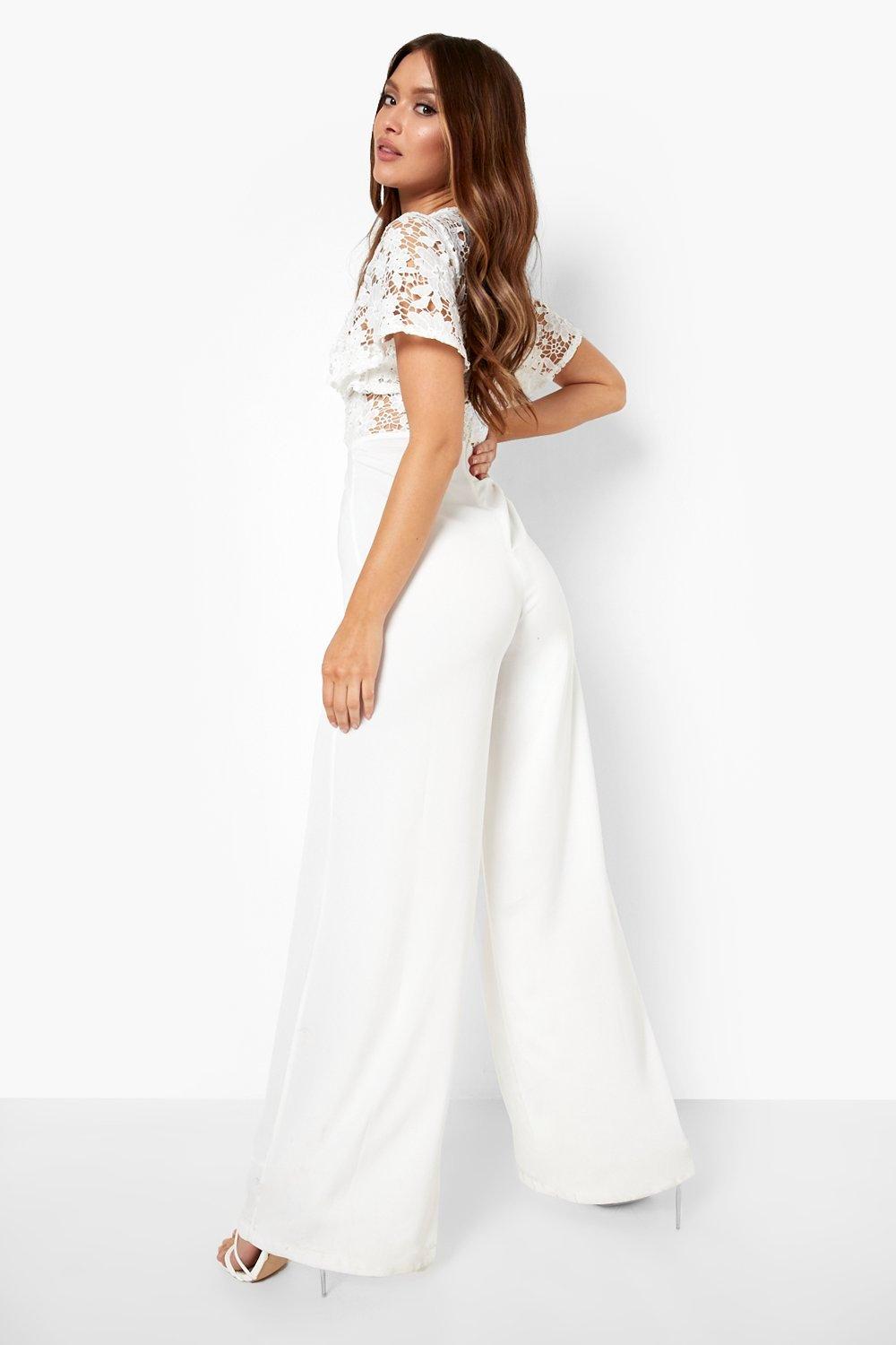 Plunge Lace Wide Leg Jumpsuit