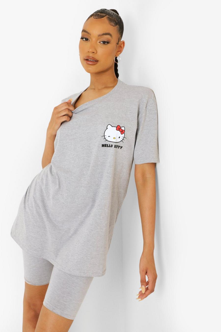 Oversize T-Shirt mit Hello Kitty Print, Grey marl image number 1