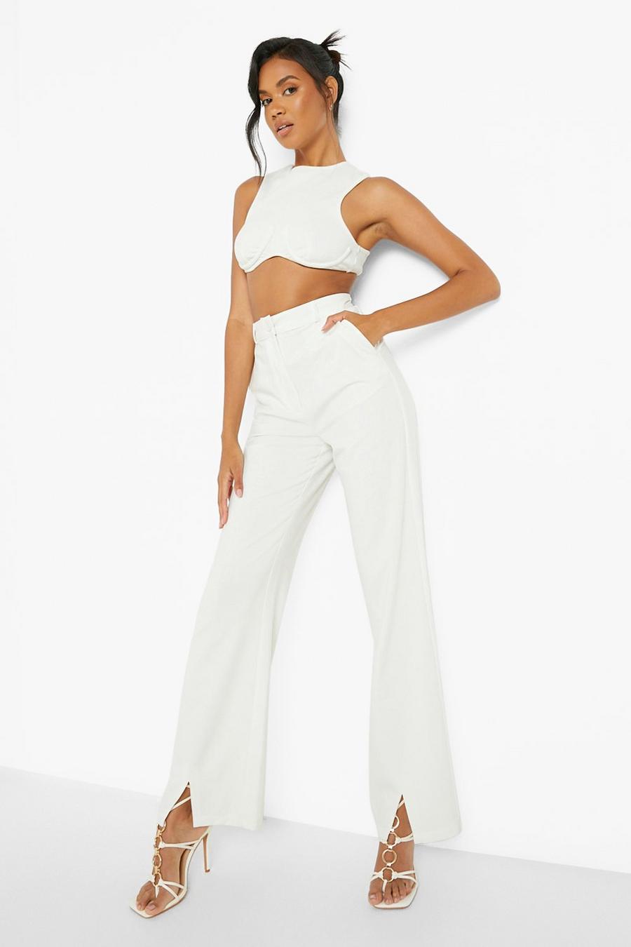 Off white Tailored Straight Leg Trouser With Split image number 1