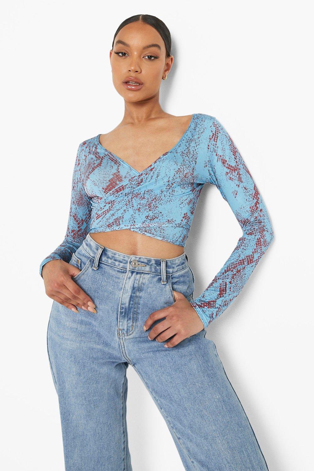 boohoo snake print top