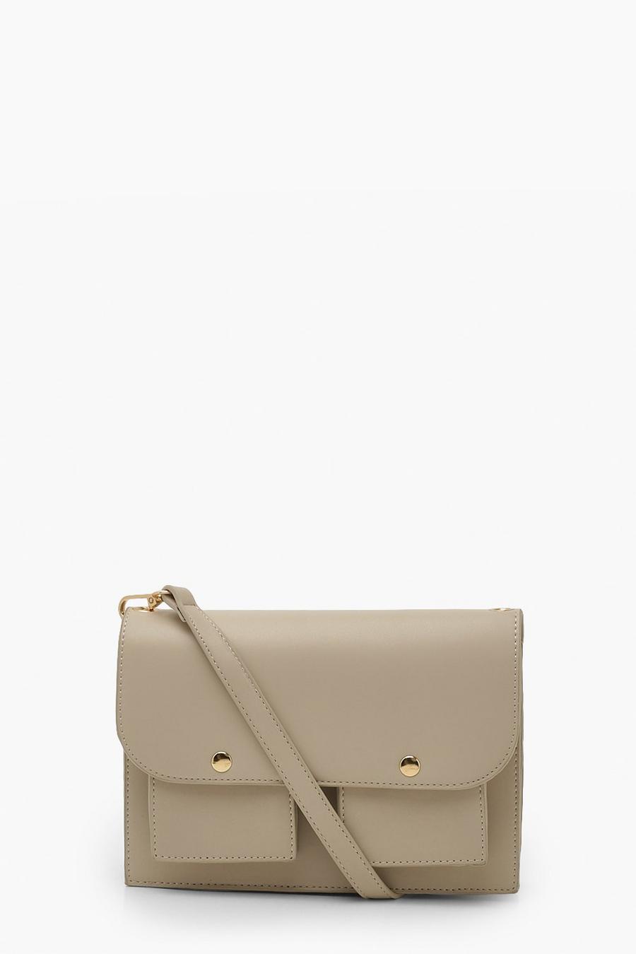 Taupe Satchel Cross Body Bag image number 1