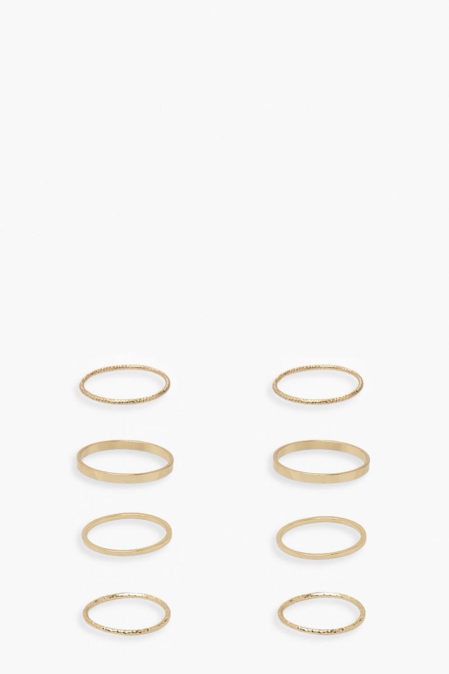 Pack de 4 anillos básicos encajables dorados, Gold image number 1