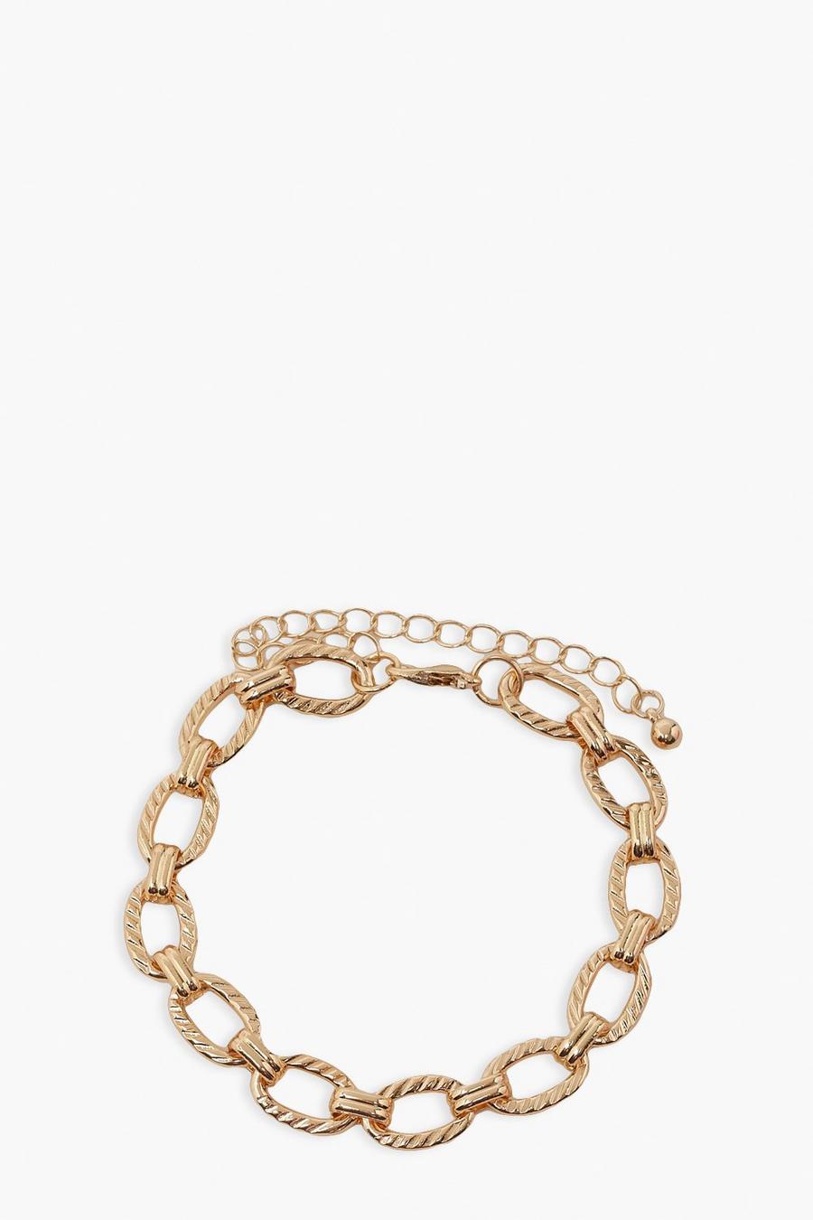 Gold Textured Chain Link Bracelet image number 1