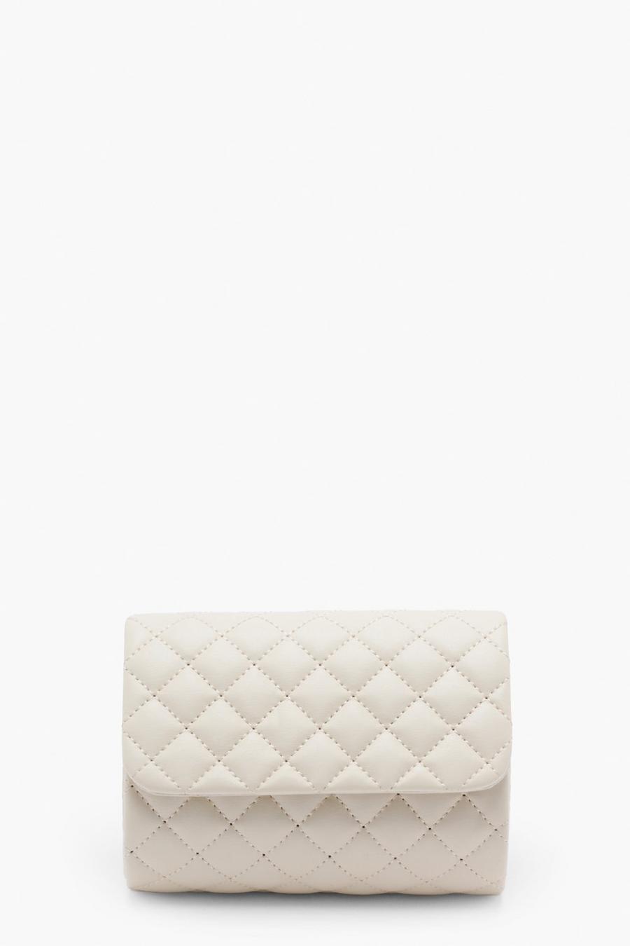 Cream Quilted Mini Clutch image number 1