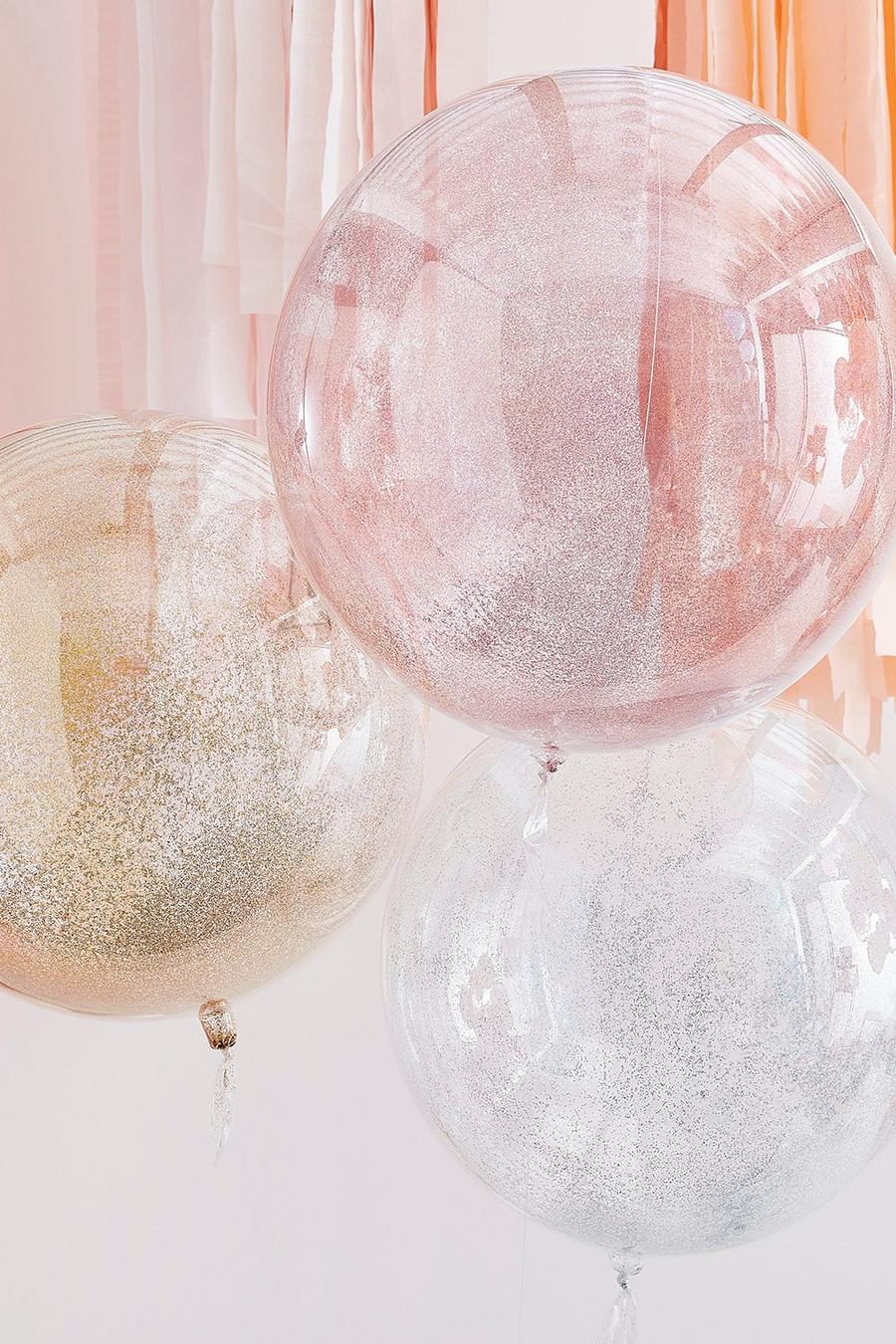 Ginger Ray - palloncini in colori metallizzati misti con glitter, Pink image number 1