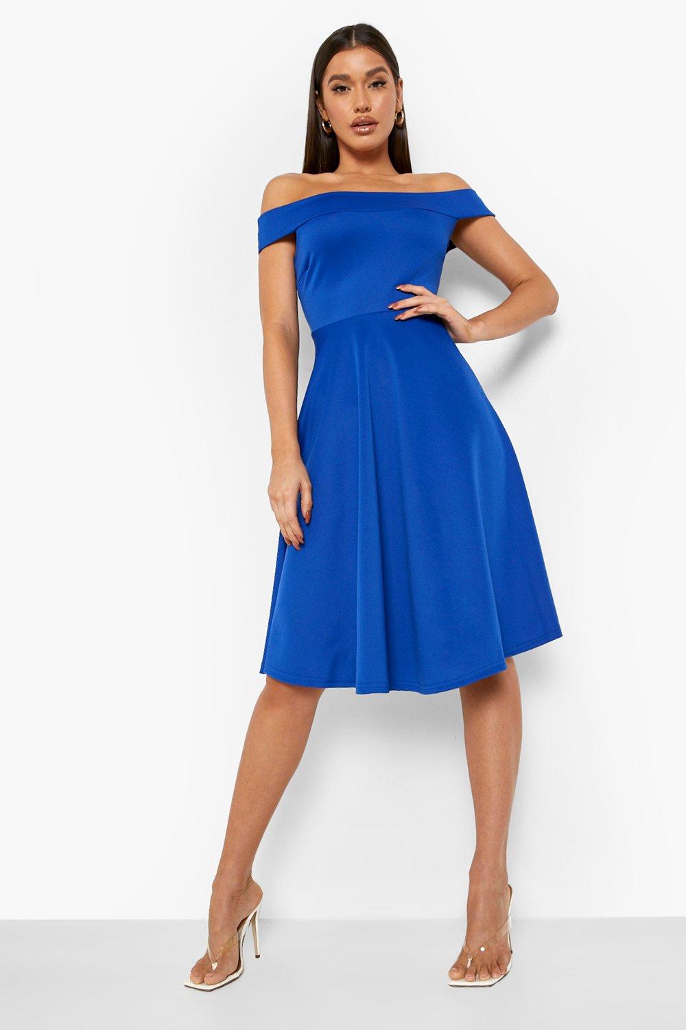 Boohoo bardot hotsell skater dress