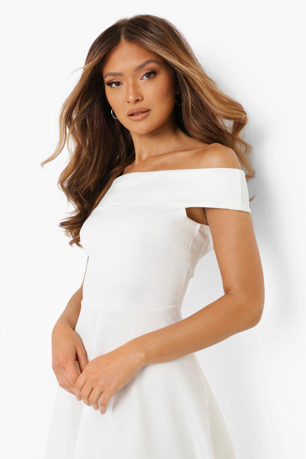 White scuba 2024 skater dress