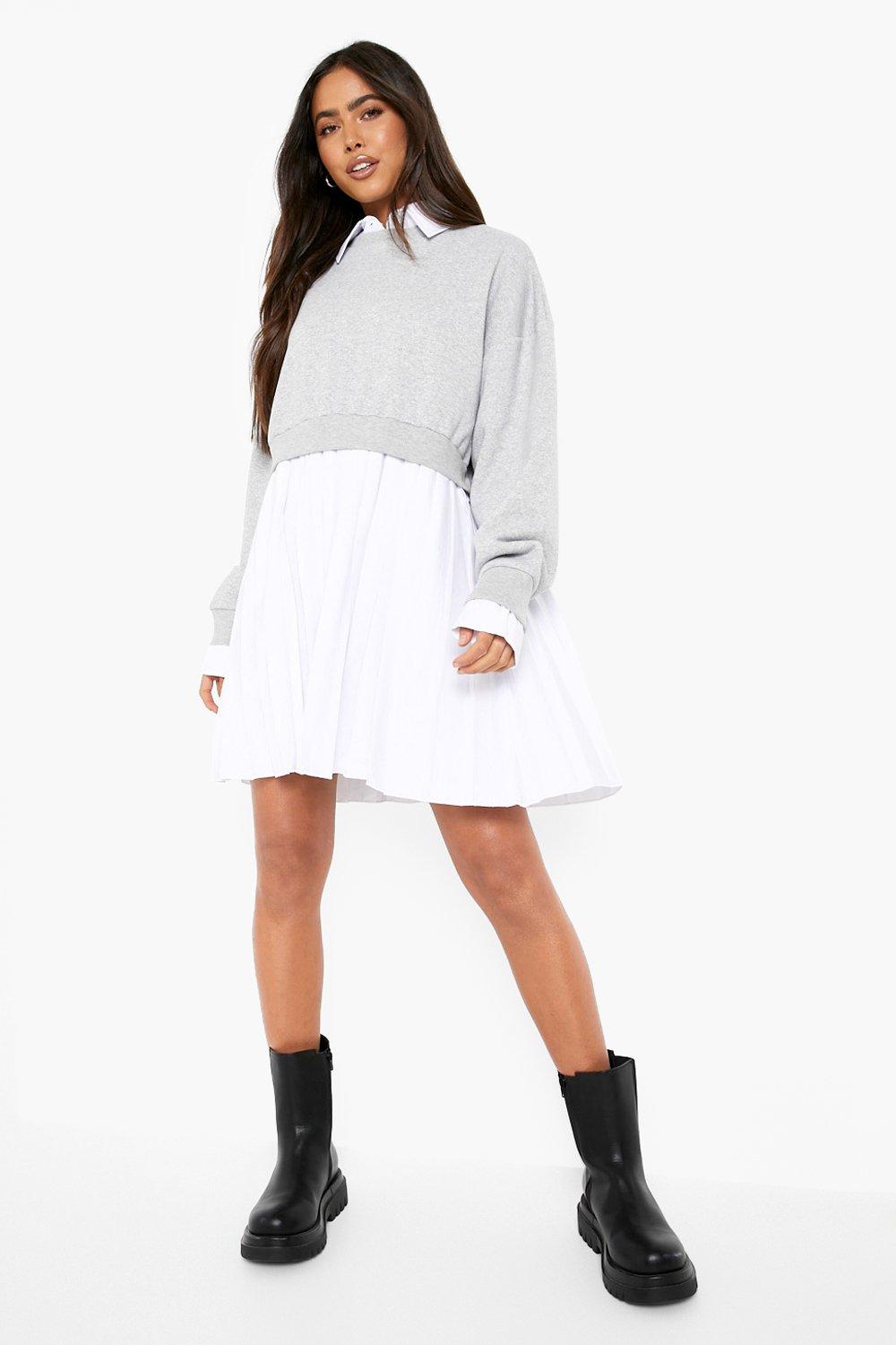 2 In 1 Sweat Shirt And Pleated Dress