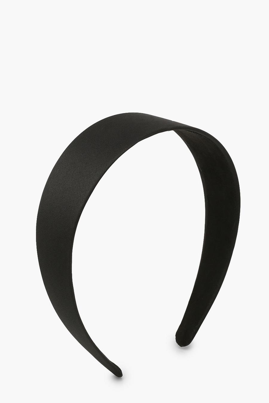 Black Plain Wide Satin Headband image number 1