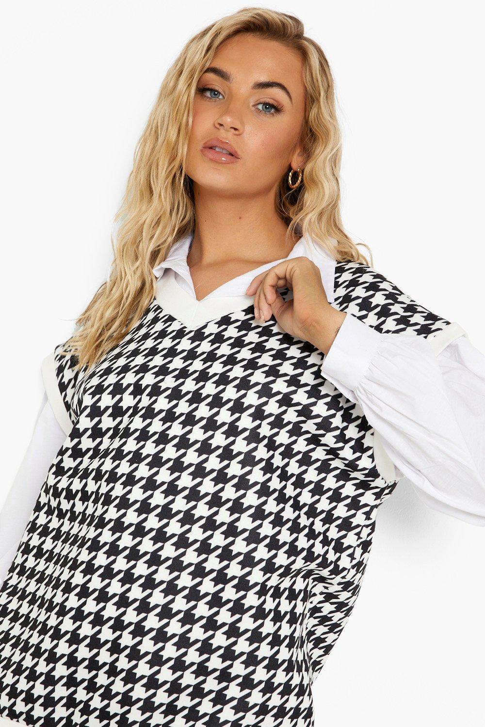 Boohoo dogtooth dress hotsell