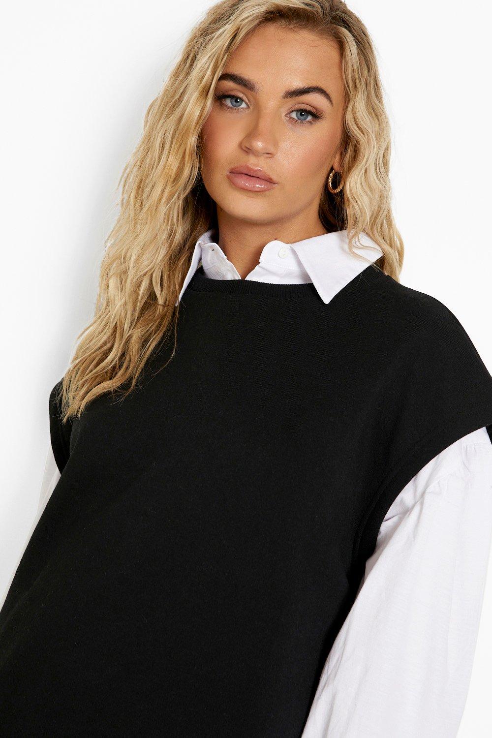 Pull sans manche sur chemise femme hot sale