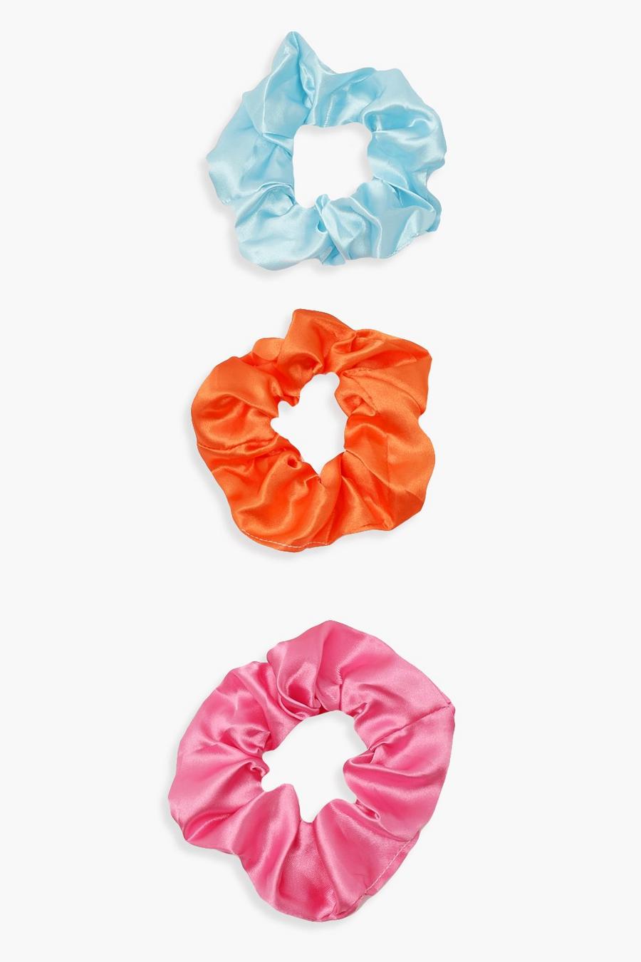 Multi 3 Pack Bright Satin Scrunchies image number 1