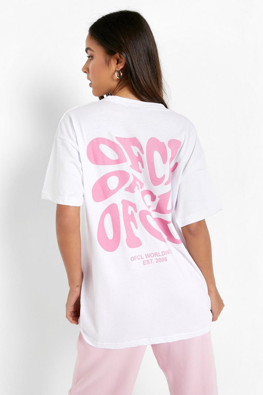 White Oversized Ofcl Back Graphic T-Shirt image number 1