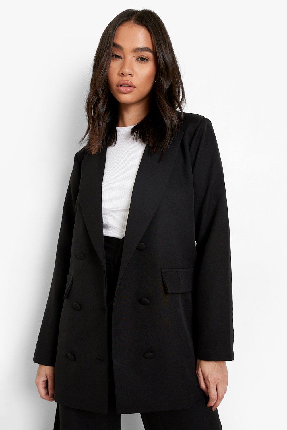 double breasted black womens blazer